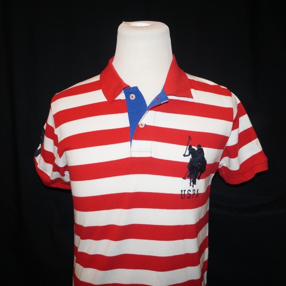 Polo Assn U.S Mens Blue with White and Red Stripe